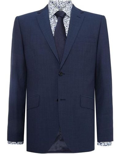 Howick Weston Slim Fit Panama Suit Jacket - Blue