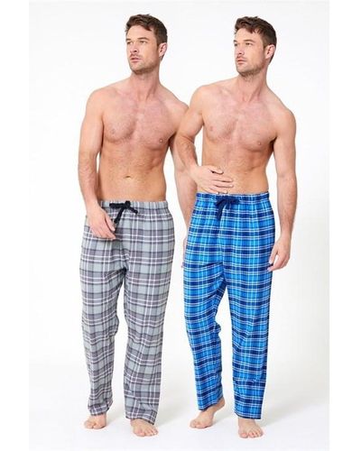 Studio Pack Of 2 Flannel Lounge Trousers - Blue