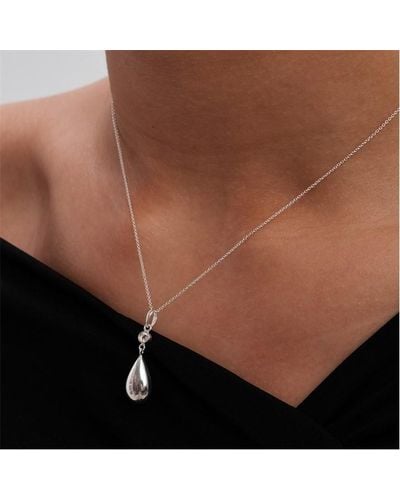 Simply Silver Simply Sterling 925 Besel Drop Pendant Necklace - Brown