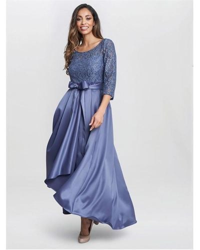 Gina Bacconi Leona Sequin Lace Dress - Blue