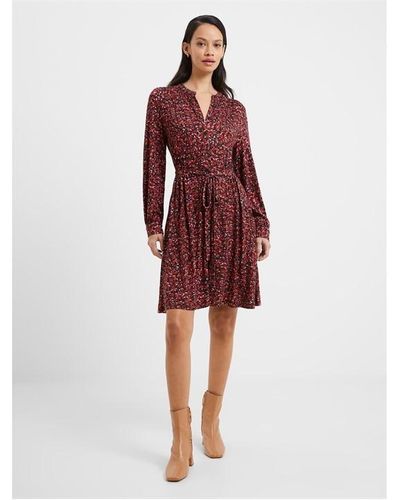 French Connection Clara Meadow Jersey Shirt Dress - Red
