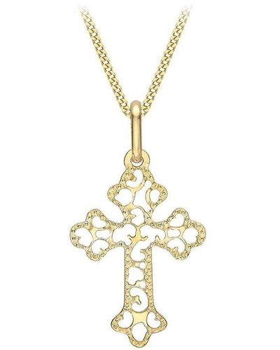 Be You 9ct Small Filigree Cross Necklace - Metallic