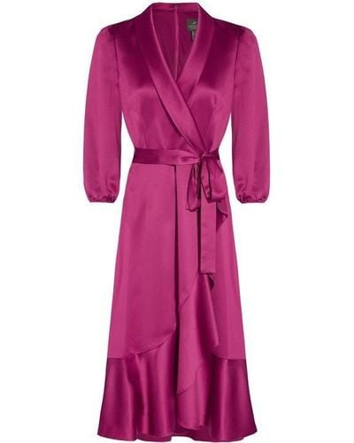 Adrianna Papell Satin Crepe Wrap Dress - Purple