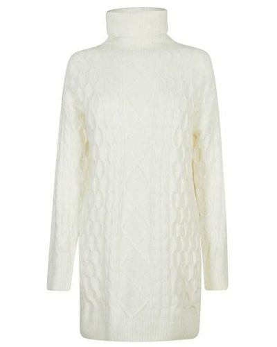 I Saw It First Roll Neck Cable Knit Dress - White