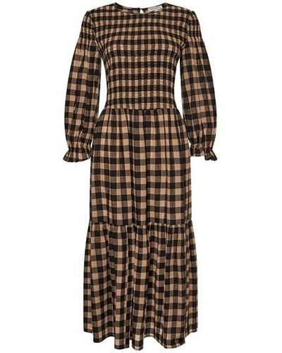 Great Plains Great Gingham Dress Ld32 - Brown