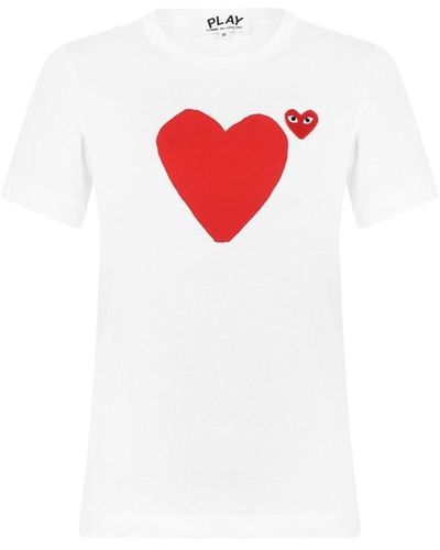 COMME DES GARÇONS PLAY Signature Heart Logo Patch T-shirt - White