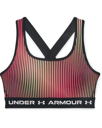 Under Armour Armour Crossback Mid Crossback Print Sports Bra - Red
