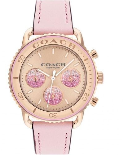 COACH Ladies Cruiser Rose Gold Chronograph Watch - Pink