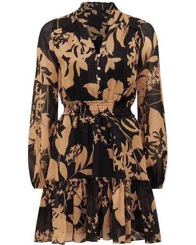 Forever New Aubrey Shirred Waist Mini Dress - Brown