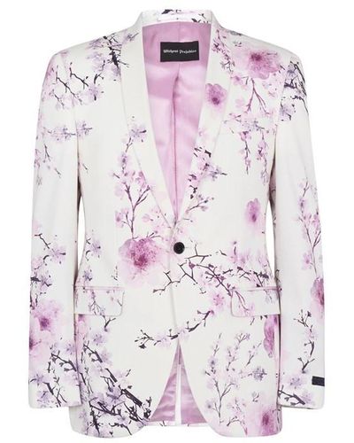 Without Prejudice Print Floral Suit Jacket - Purple