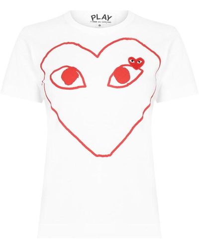 COMME DES GARÇONS PLAY Peeping Heart Outline T-shirt - White