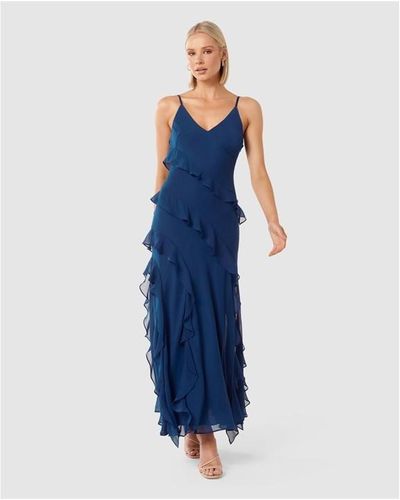 Forever New Poppy Ruffle Gown - Blue