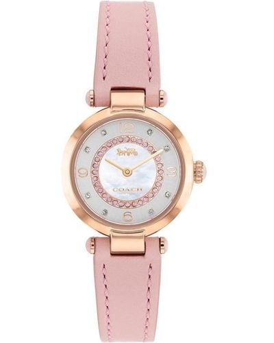 COACH Plated Stainless Steel Fashion Analogue Quartz Watch - Pink