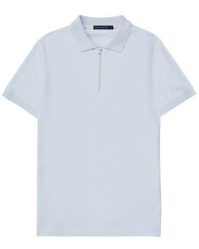 French Connection Zip Up Pique Polo Shirt - Blue