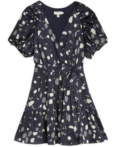 Ted Baker Steviee Puff Sleeve Faux Wrap Dress - Black