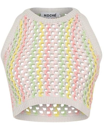 Koche Crochet Cropped Top - White
