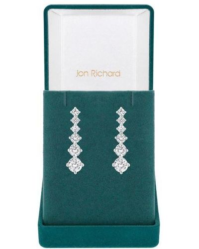 Jon Richard Plated Cz Graduated Earrings - Green