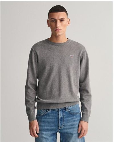 GANT Classic Cotton Crewneck Sweatshirt - Grey