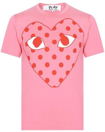 COMME DES GARÇONS PLAY Spot Heart T Shirt - Pink