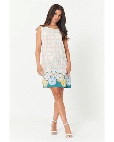 Be You Sleeveless Floral Shift Dress - White