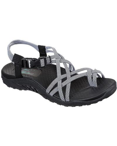Skechers Multi Strap Toe Thong Slide Flat Sandals - Black