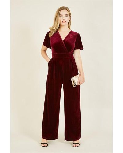 Yumi' Plum Jumpsuit With Angel Sleeves - Red