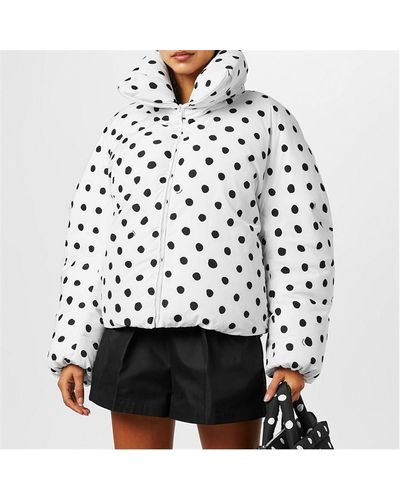 Marni Oversized Down Jacket With Polka Dots - White