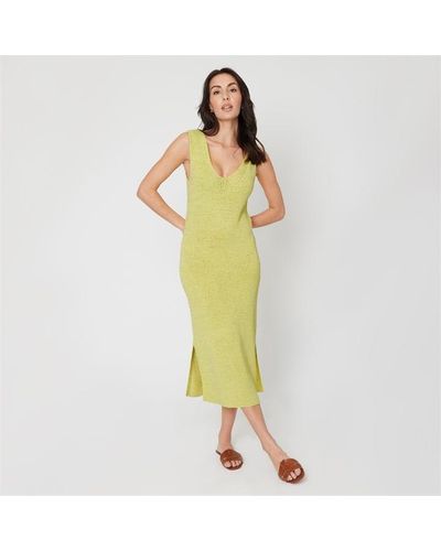 Be You Knitted Midi Dress - Yellow