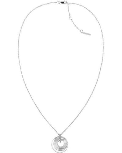Calvin Klein Ladies Stainless Steel Crystal Charm Necklace - Metallic