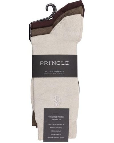 Pringle of Scotland 3 Pack Plain Socks - Natural
