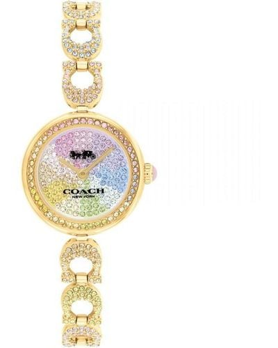 COACH Ladies Gracie Pastel Rainbow Gold Ip Watch - Metallic