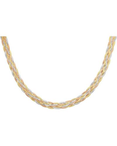 Be You 9ct 3-colour Herringbone Necklace - Metallic