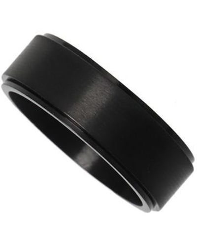 Fabric Stainless Steel Spinner Ring - Black