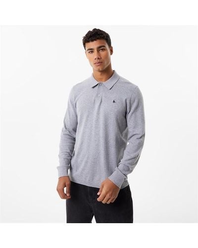 Jack Wills Long Sleeve Knitted Polo - Grey