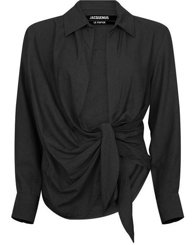 Jacquemus La Chemise Bahia Knotted Shirt - Black