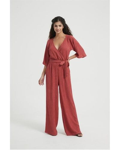 Be You Crinkle Jumpsuit - Red