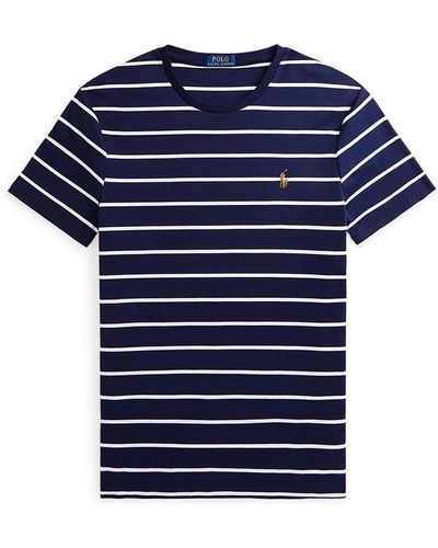 Polo Ralph Lauren Pima Stripe Slim Fit T Shirt - Blue