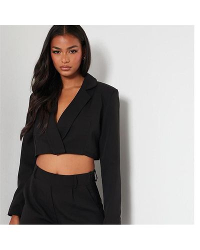 I Saw It First Petite Woven Cropped Fitted Blazer - Black