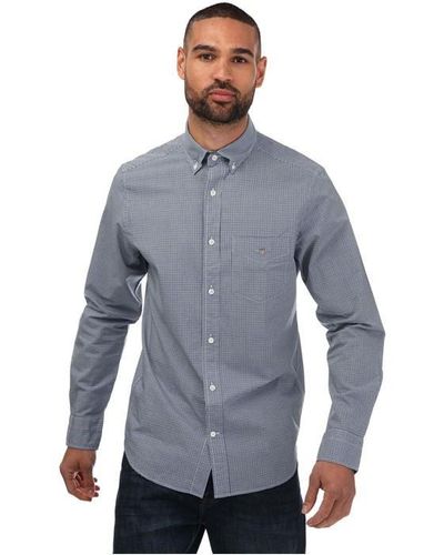 GANT Regular Fit Micro Checked Poplin Shirt - Blue