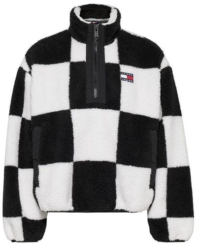Tommy Hilfiger Checkerboard Sherpa Popover Jacket - Black