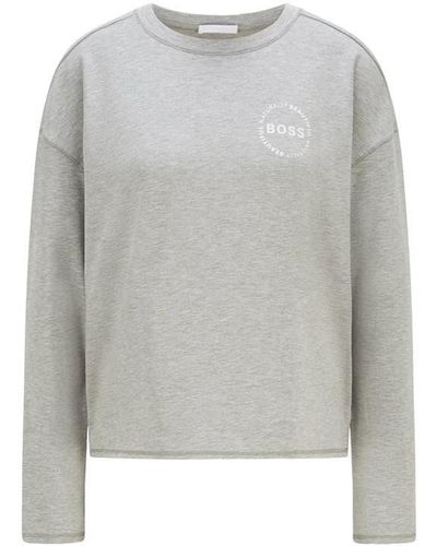 BOSS Celina Long Sleeve T Shirt - Grey
