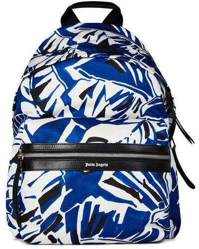 Palm Angels Macro Hibiscus Backpack - Blue