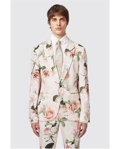 Twisted Tailor Lincoln Slim Fit Floral Suit Jacket - Pink