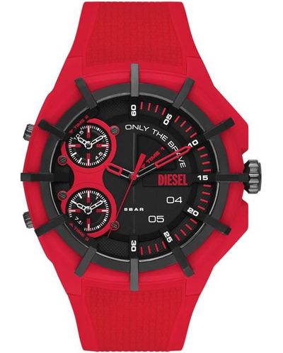 DIESEL Nylon Fashion Analogue Quartz Watch - Red