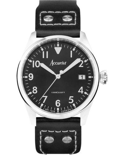 Accurist Stainless Steel Classic Analogue Quartz Watch - Black