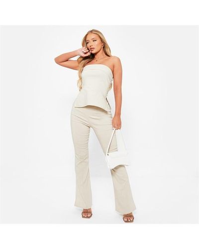 I Saw It First Pintuck Flared Trousers - Natural