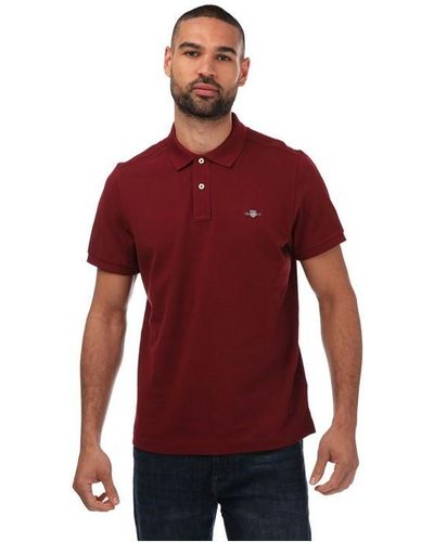 GANT Regular Fit Shield Pique Polo - Red