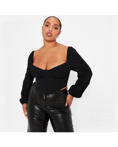 I Saw It First Ruched Bust Crepe Corset Top - Black