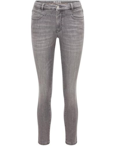 BOSS Skinny-fit Jeans In Light-gray Super-stretch Denim - Grey