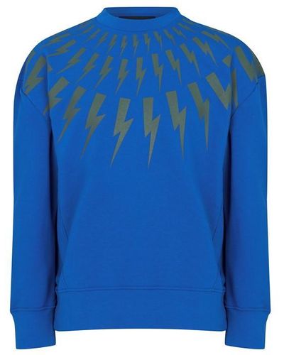 Neil Barrett Fair-isle Thunderbolt Sweatshirt - Blue